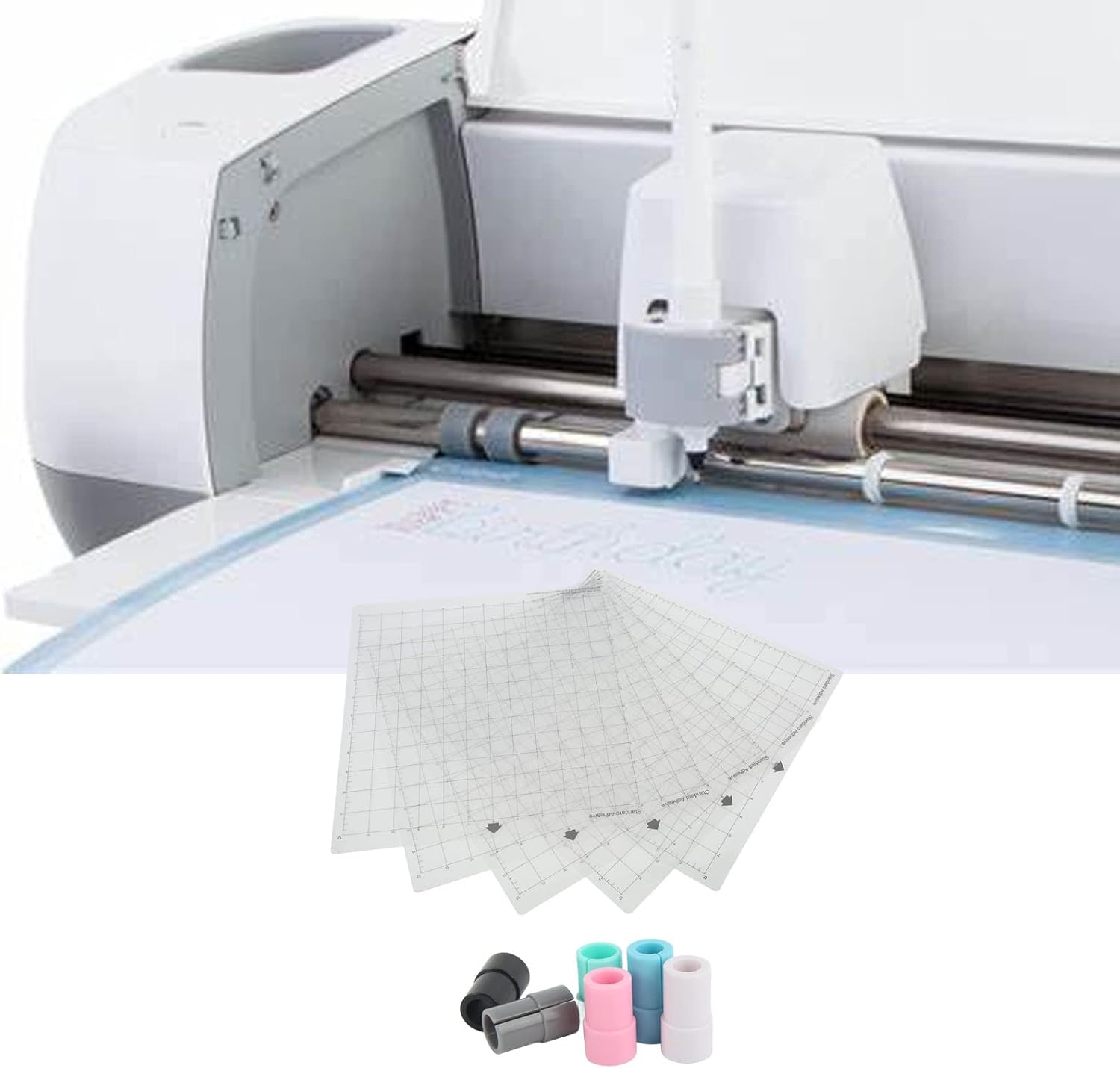 5PCS 12x12in Adhesive Anti Slip Grid Cutting Mat Kit with Pen Adapters for Machines