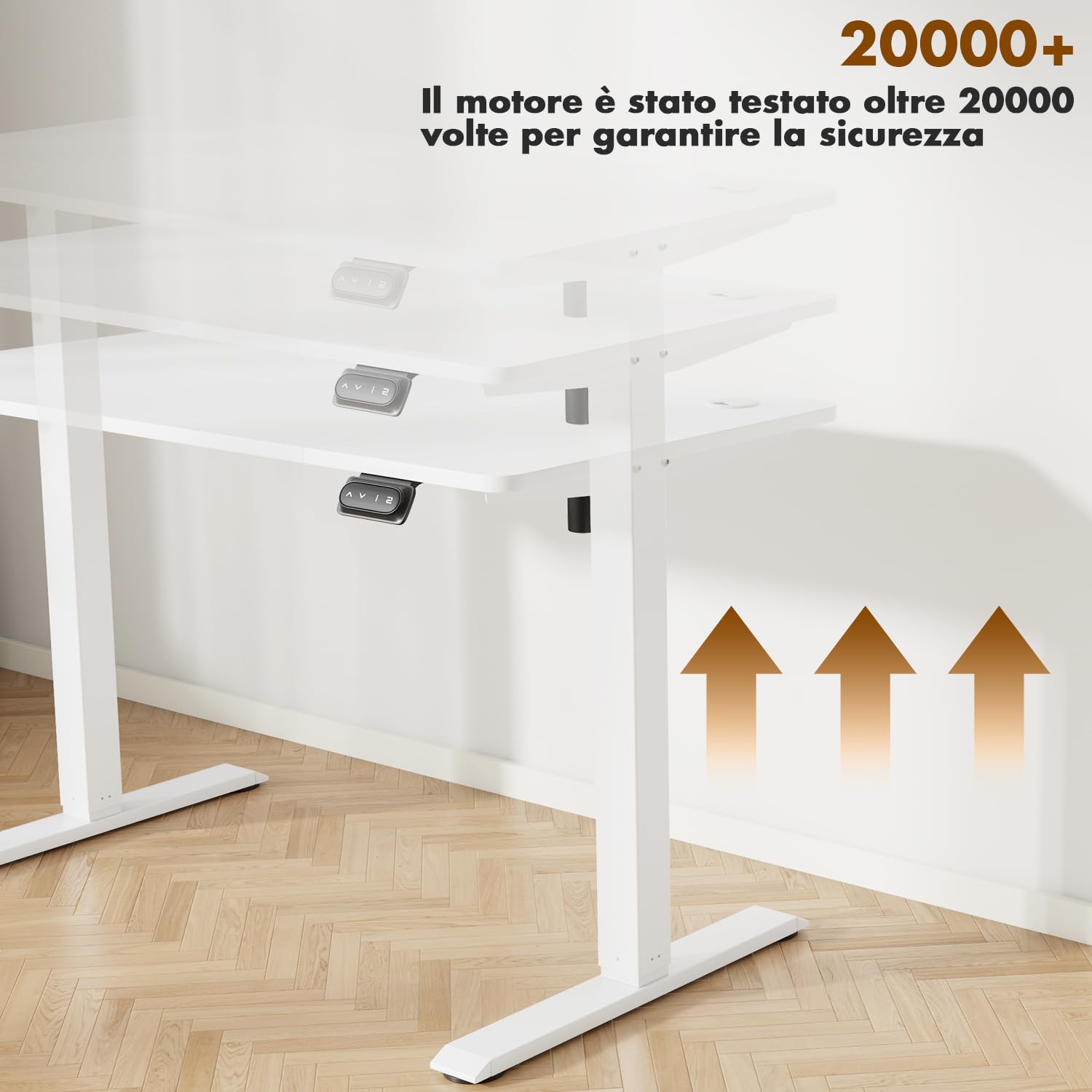 Devoko 120x60cm Scrivania Regolabile In Altezza,Scrivania Elettrica con Gancio per Cuffie,Altezza Regolabile 71-119 cm,2 Altezze di Memoria.Scrivania per Ufficio,Camera da Letto,Sala Studio（Bianca）
