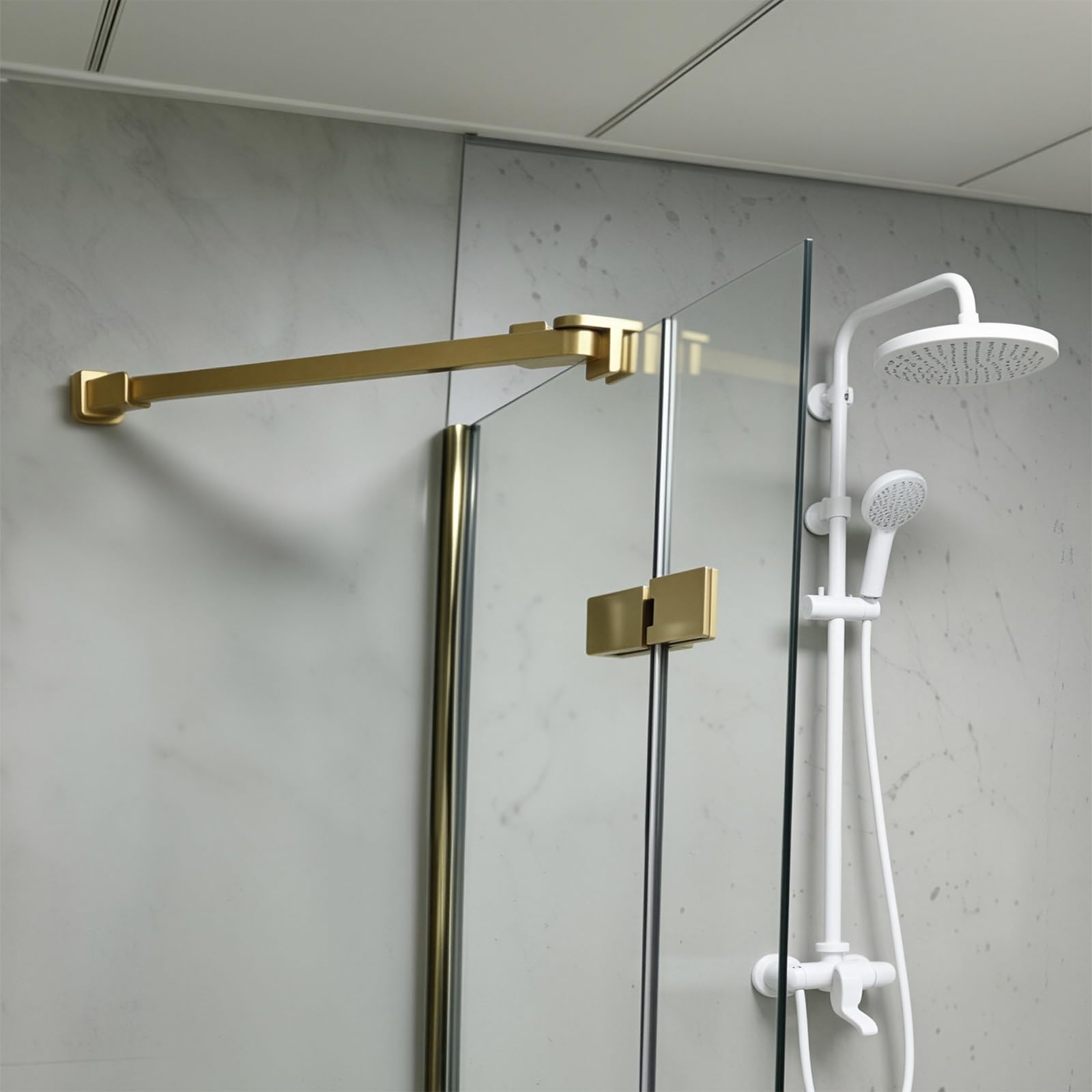 Satinless Steel Wall to Glass Support Bar, Bathroom Glass Screen Stabilizer Rod with Mounting Hardware for Commercial/ Residential, Easy to Install(35.4in/90cm)