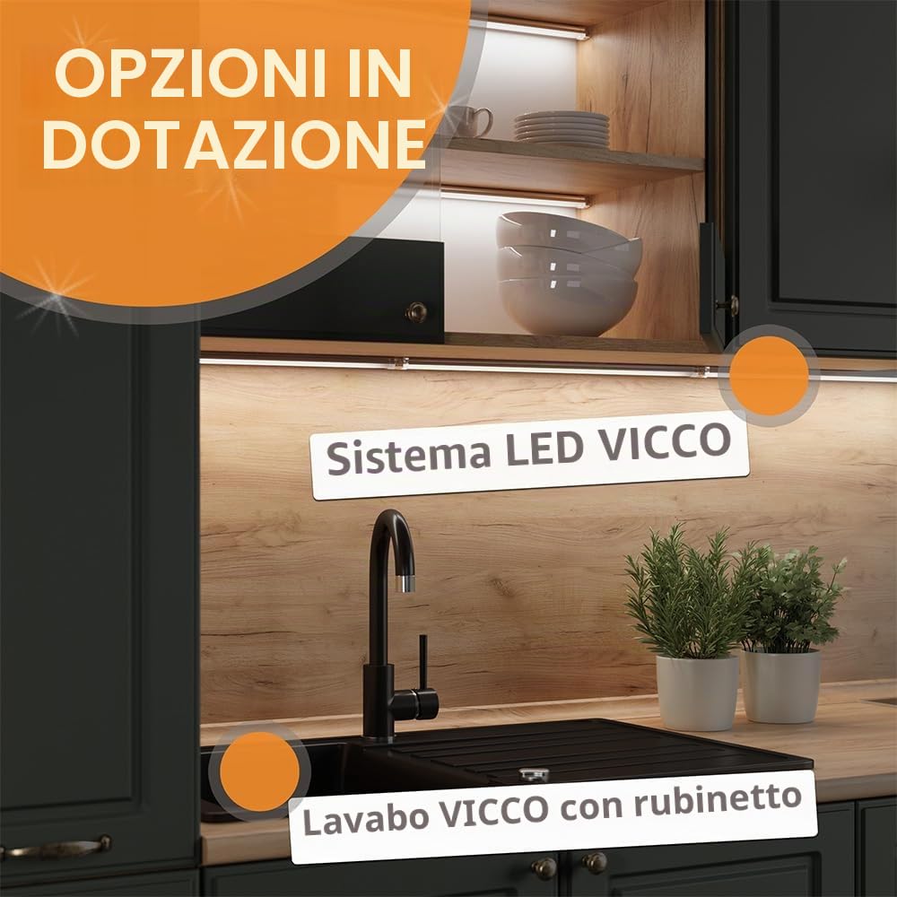 Vicco Cucina angolare completa R-Line Bianco country/Bianco 247x237 cm | senza piano di lavoro, per disposizione flessibile ed espansione modulare