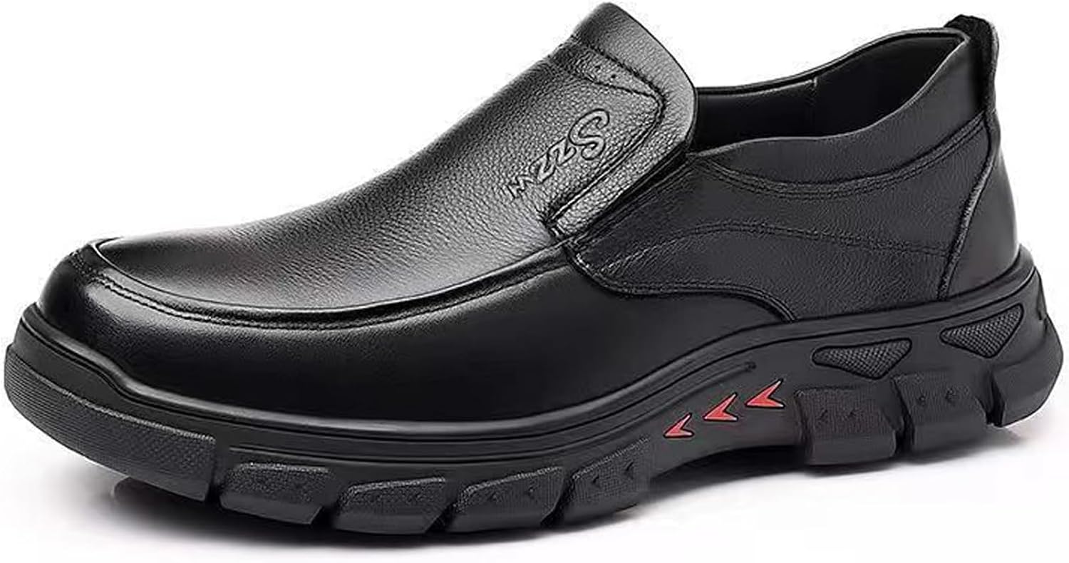 Mens Slip On Casual Loafers Comfortable Leather Non Slip Walking Shoes Luxury Soft Bussiness Work Dress Shoes for Office Driving