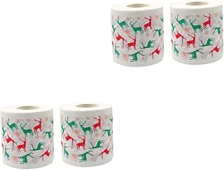 ULTECHNOVO 4 Rolos De Papel Impresso Rolo De Papel Higiênico De Natal Papel De Banho Papel Higiênico De Natal Guardanapos Em Massa Padrão De Natal Guardanapos De Mesa De Papel Higiênico Para