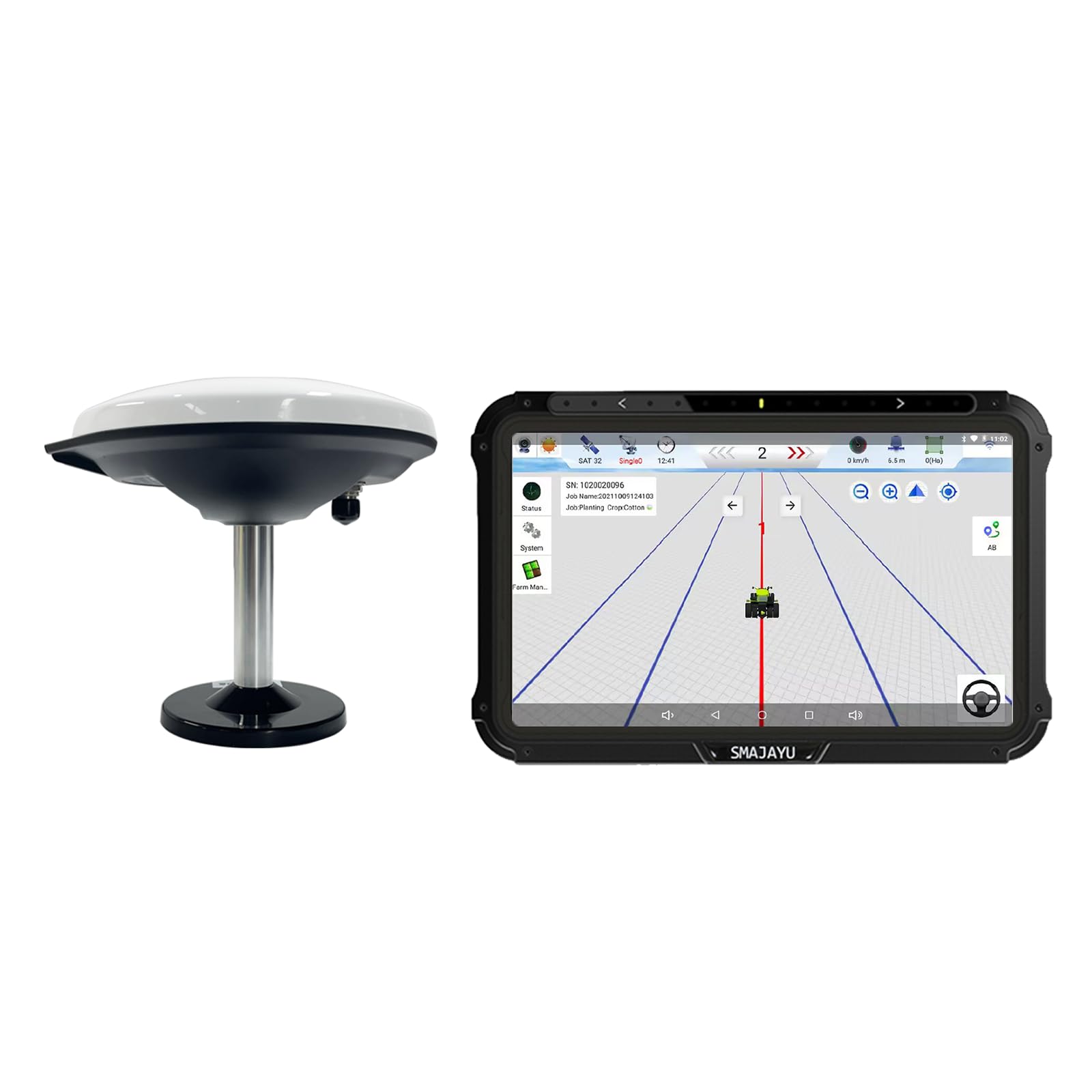 SMAJAYU Tractor GPS Guidance System 10inch Precision Ag Software Activated,2.5cm Accuracy by CORS Compatible for John Deere Various Tractors 30cm Accuracy no Need Subscription JY100