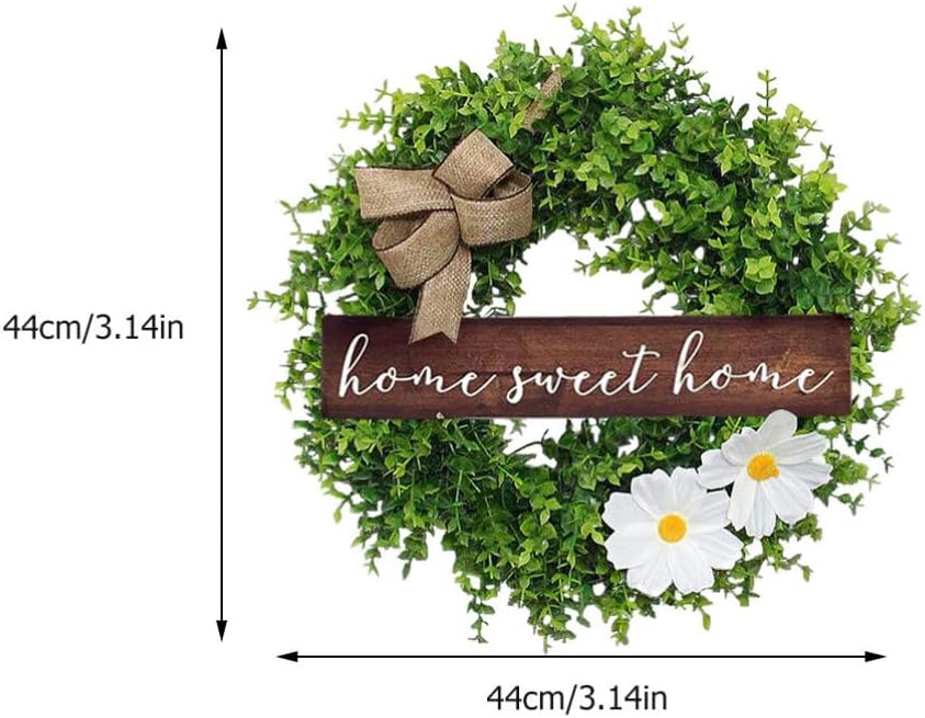Cabilock 1pc Eucalyptus Wreath Welcome Sign Rustic Farmhouse Door Decor Artificial Floral Hanging Ornament for Spring and Home Decoration