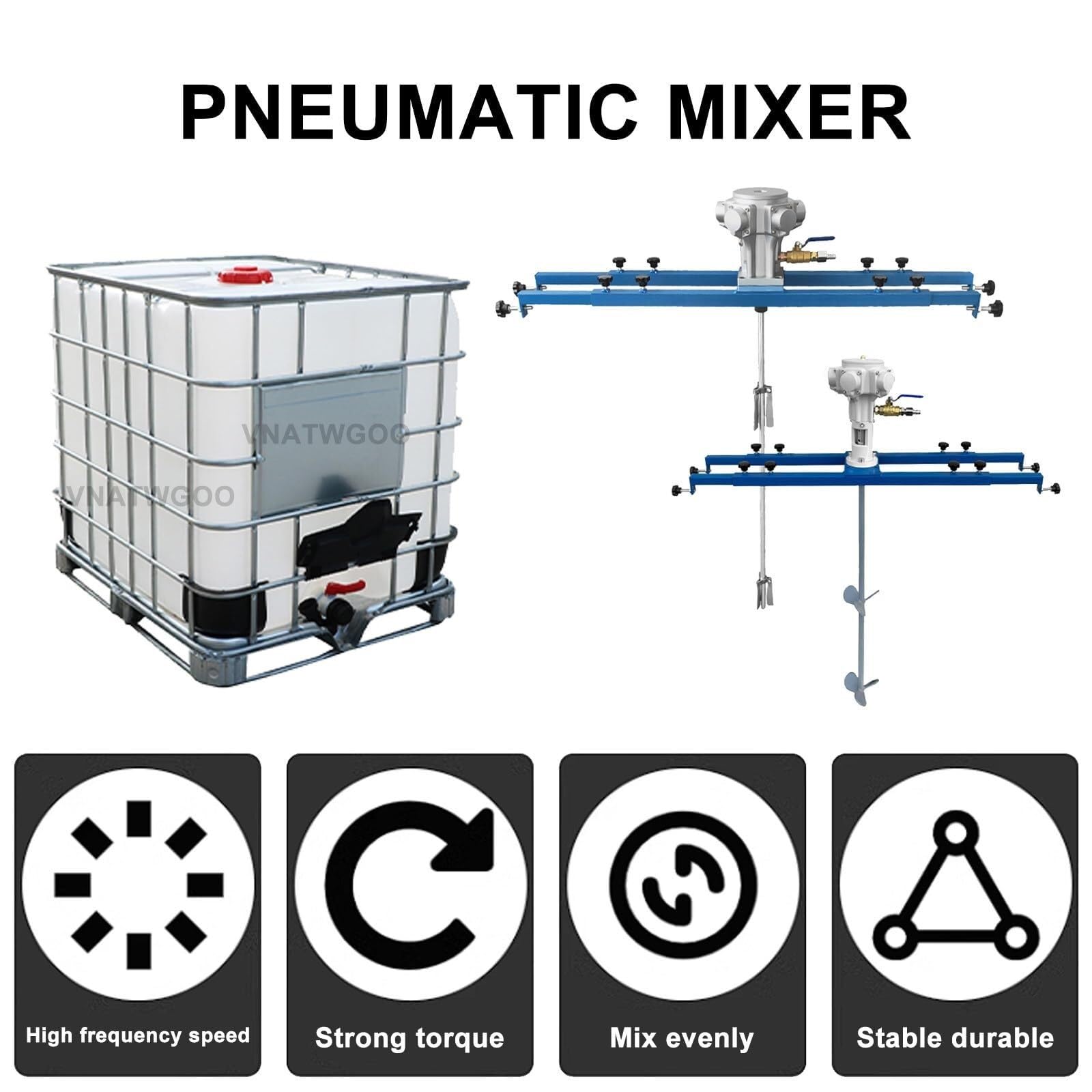 IBC Air Agitator, miscelatore pneumatico per vernice, strumento di miscelazione per vernice pigmentata industriale, con staffa retrattile (C, lama da 400 mm)