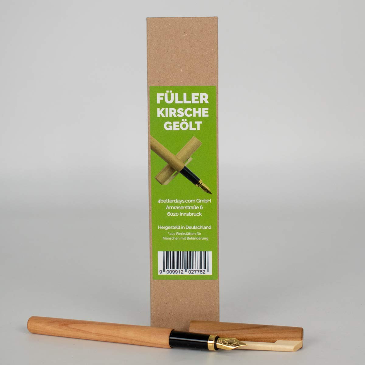 Fountain pen with converter made of wood natural sustainable wooden pen handmade in Germany, cherry wood, Kirsche geölt - Image 4