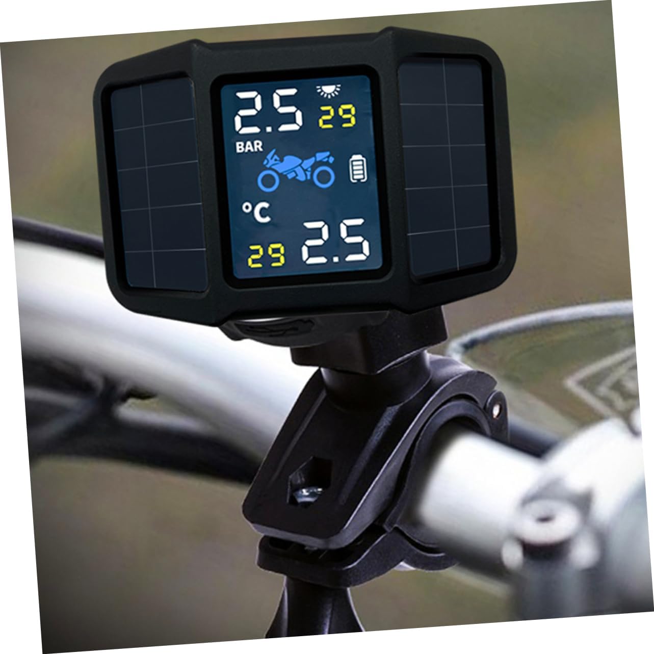 1set Tire Pressure Monitoring Tool for Motorcycle Accurate Tire Pressure Detector Solar-Powered Easy to Use Efficient Measurement