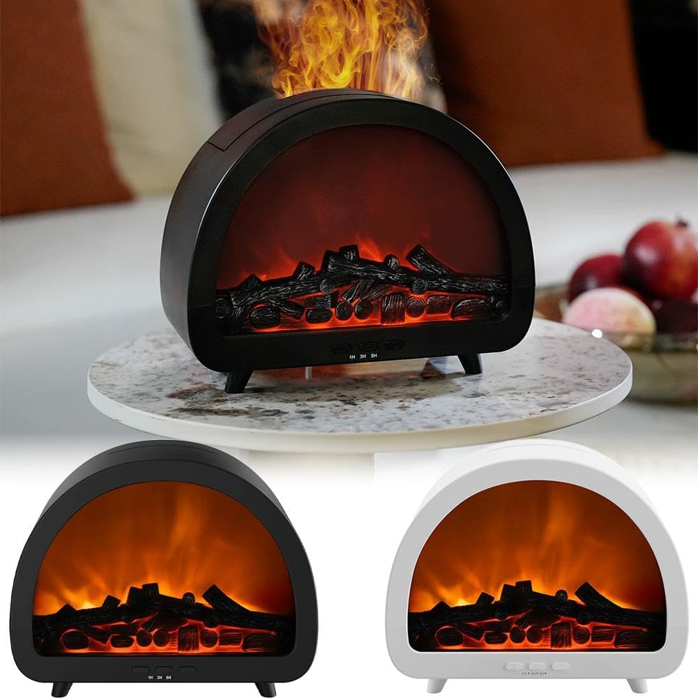 Fireplace Flame Air Diffuser Humidifier,12 Colors Aromatherapy Essential Oil Diffuser,200ml Ultrasonic Cool Mist Humidifier with Remote,3 Gears Timer Shutdown for Home, Bedroom, Office,Yoga (A)