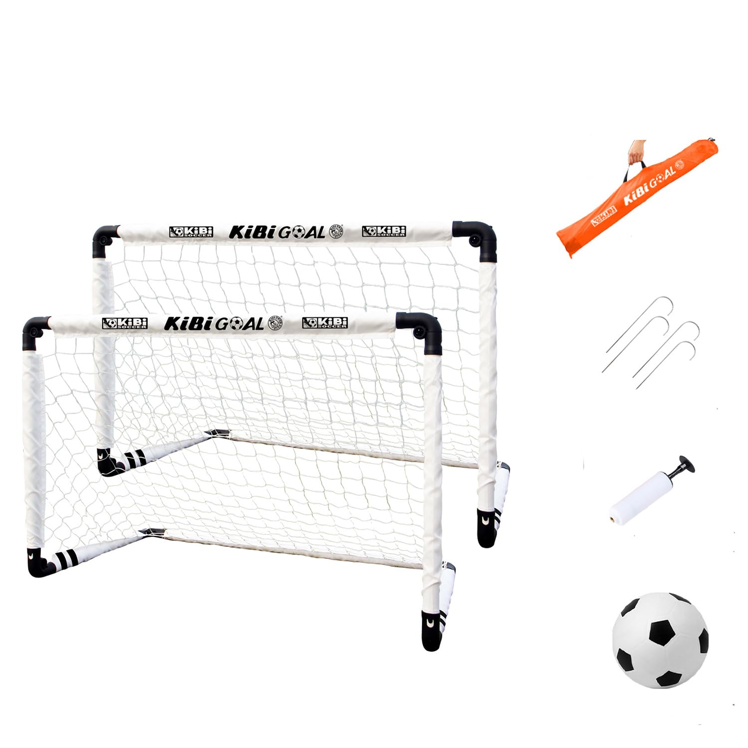 NEWFUN Porta da Calcio da Giardino, 90x60 CM Porte da Calcio per Bambini da Giardino, Pieghevoli e Ffacili da Riporre, Adatte per uso Interno ed Esterno - 2PCS