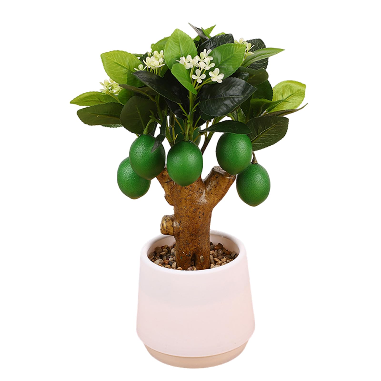 Buxuaaaa Lime Tree Fruit Tree Bonsais Decoration Artificial Miniature Fruit Tree Branch Faux Arrangement For Display Realistic Bonsais