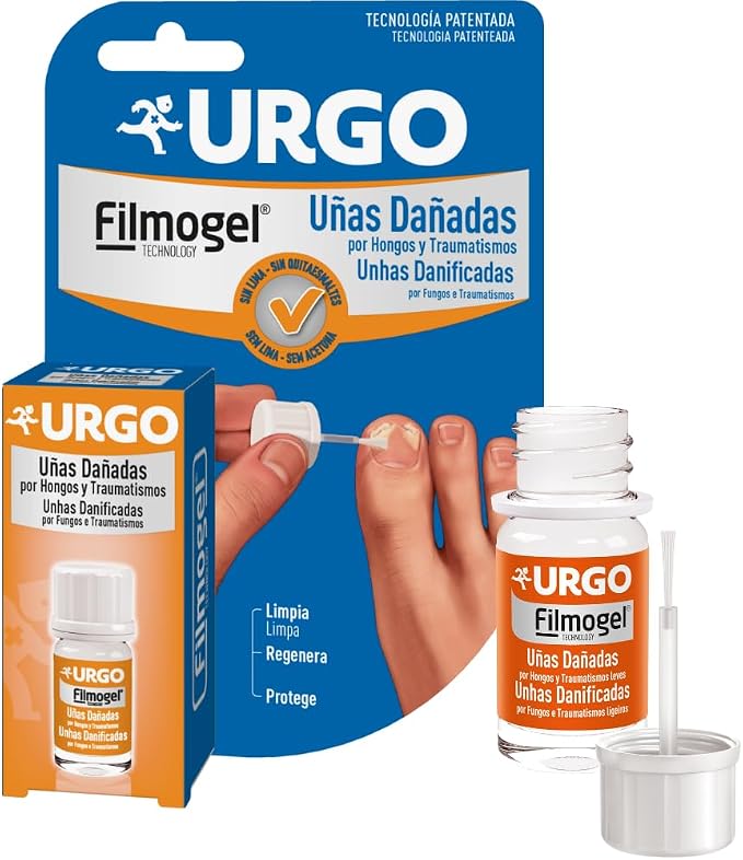 Urgo - Uñas dañadas Filmogel® - Tratamiento para uñas dañadas por Hongos y Traumatismos leves - Frasco de 3,3 ml con pincel incorporado