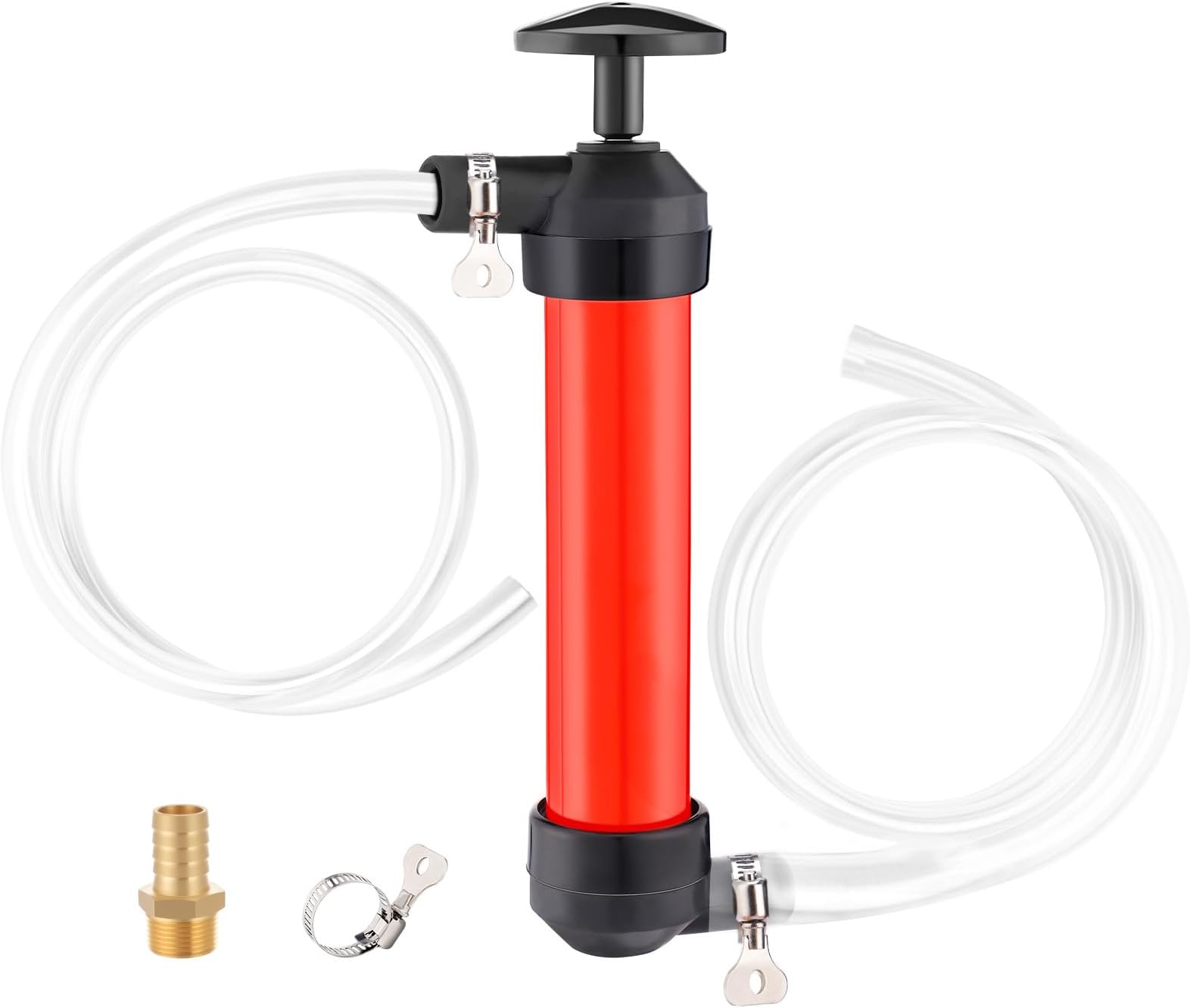 MADHOLLY Antifreeze Hand Pump Kit, RV Water Hand Pump Kit with 2 Clamps, Water System Antifreeze Pump to Make Winterizing Simple and Easier for RV Camper Trailer, Red
