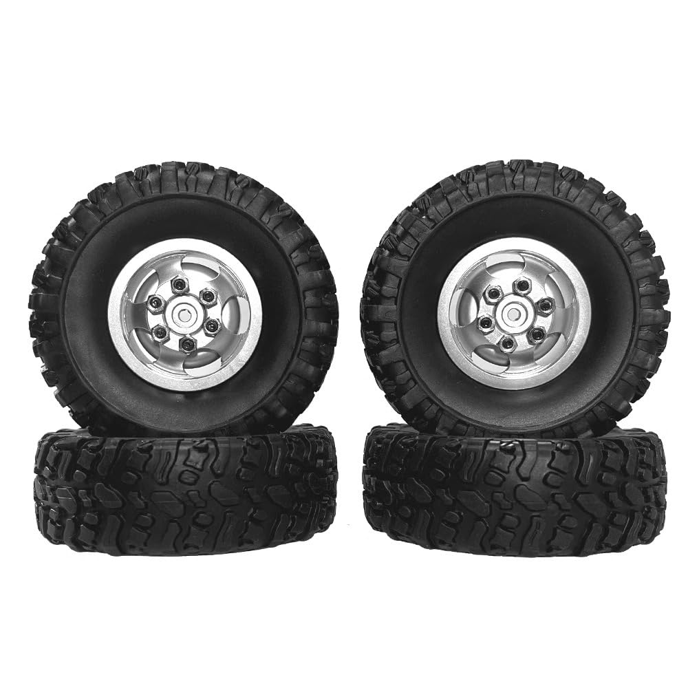 4PCS Wheel Tires Rally Wheels For MN MN78 MN82 1/12 LC79 MN D90 D91 D96 99S WPL 1/16 C14 C24(Silver)