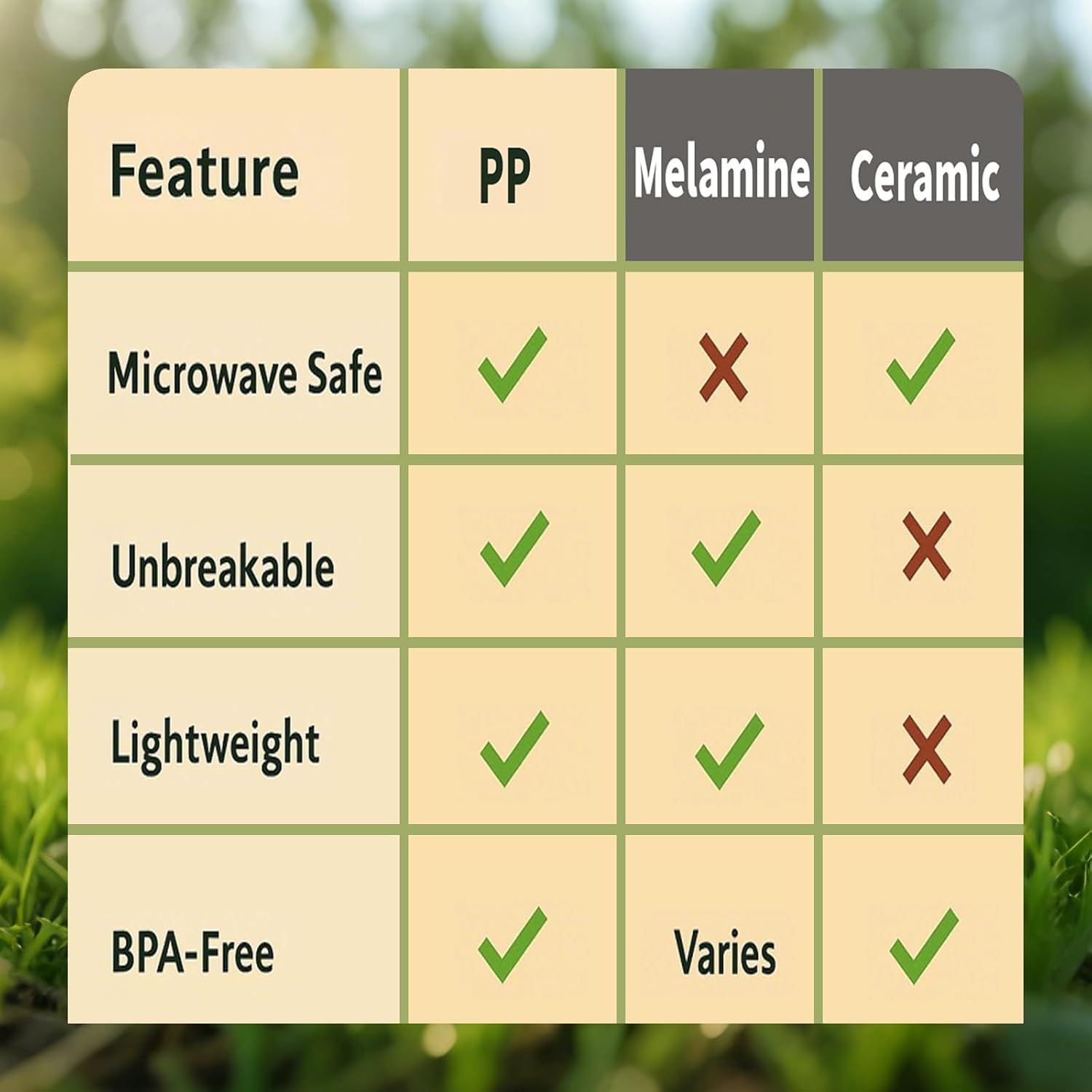 40 Piece RV & Camping Dinnerware Set, Elegant Ceramic-Look Large Bowls & Plates, Unbreakable & 100% Microwave Safe, Melamine Alternative Service for 8, Black