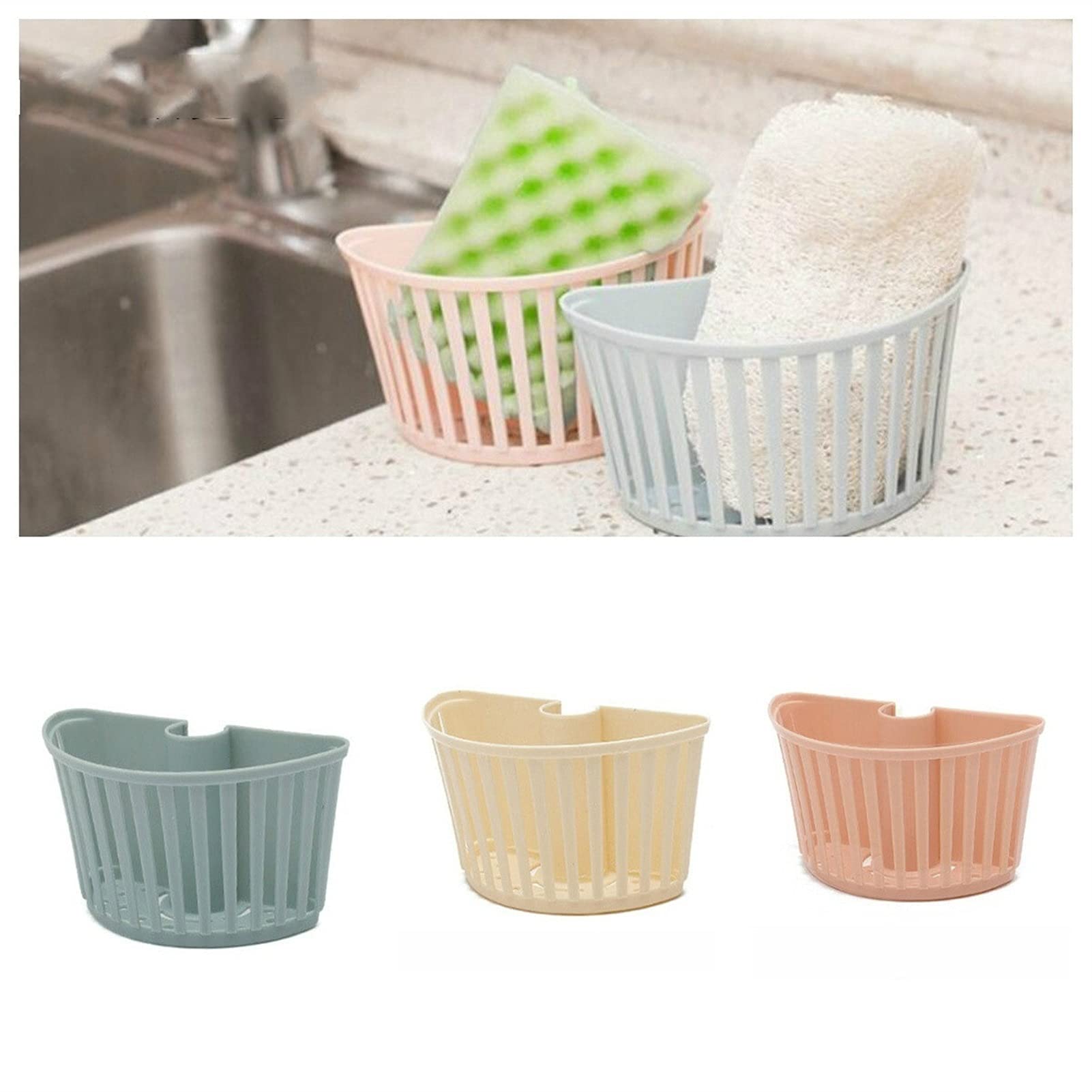 Panier passoire de cuisine – Égouttoir suspendu pour évier, passoire en plastique et nizer de rangement, porte-éponge, fournitures de cuisine, panier de drainage pour un nettoyage facile