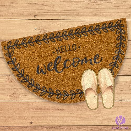LUA VIKA Coir Doormat - Hello welcome - 40x70 cm - Outdoor Door mat - Front Door mat outside - Half moon Doormats outside - Image 2