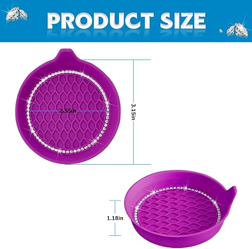Miniatura 2 de Portavasos para automóvil, paquete de 4 posavasos universales con diamantes de imitación de cristal, tapete de silicona antideslizante a prueba de