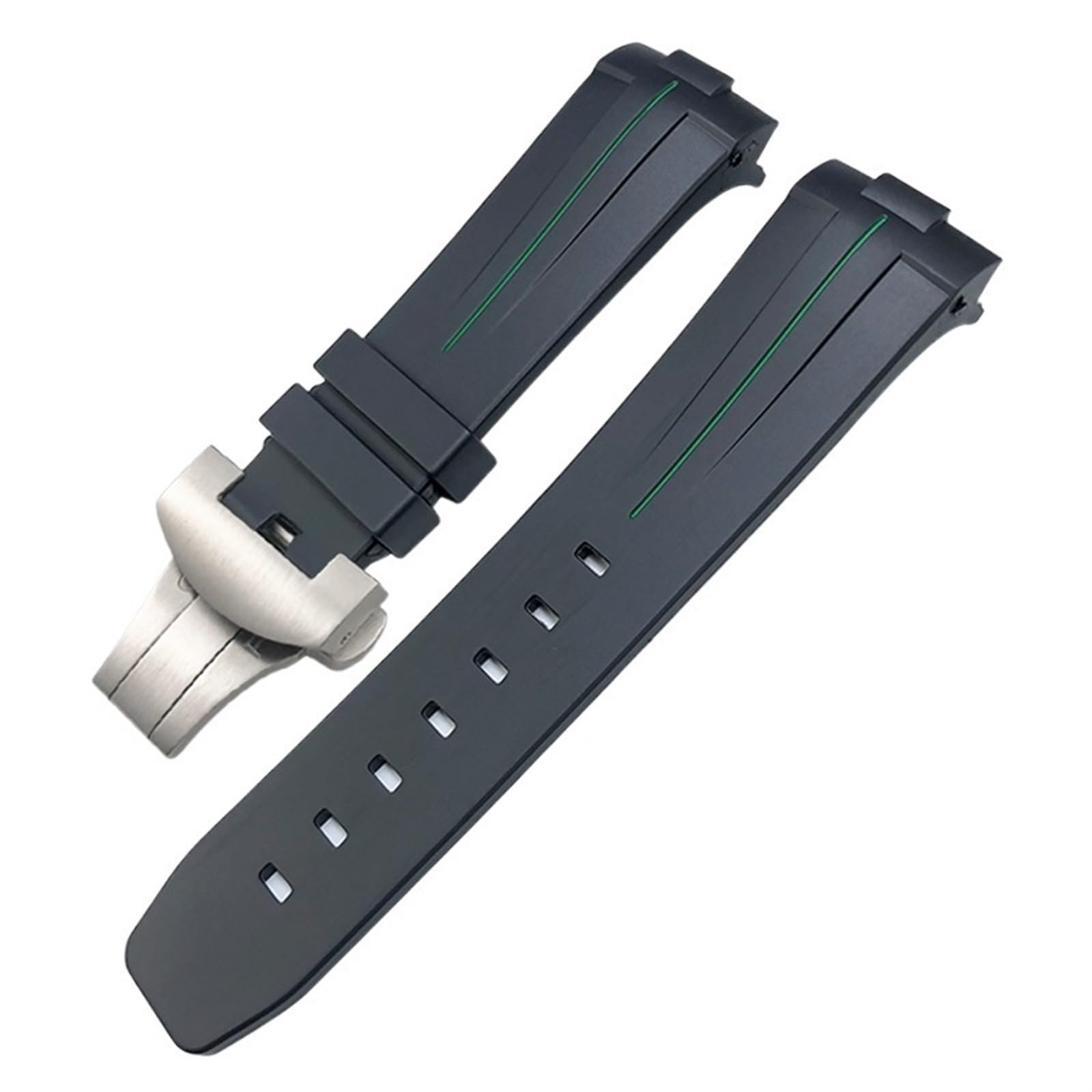 Bracelet montre caoutchouc silicone souple noir 24mm compatible Panerai PAM - 8