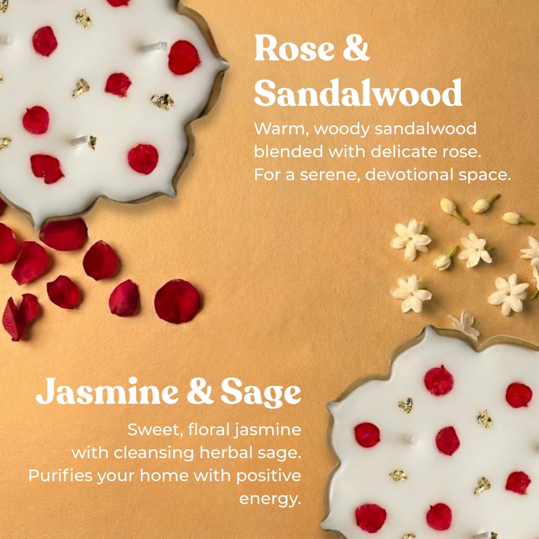 Lotus Urli Candles: Jasmine & Rose Scent - Gift Set -2