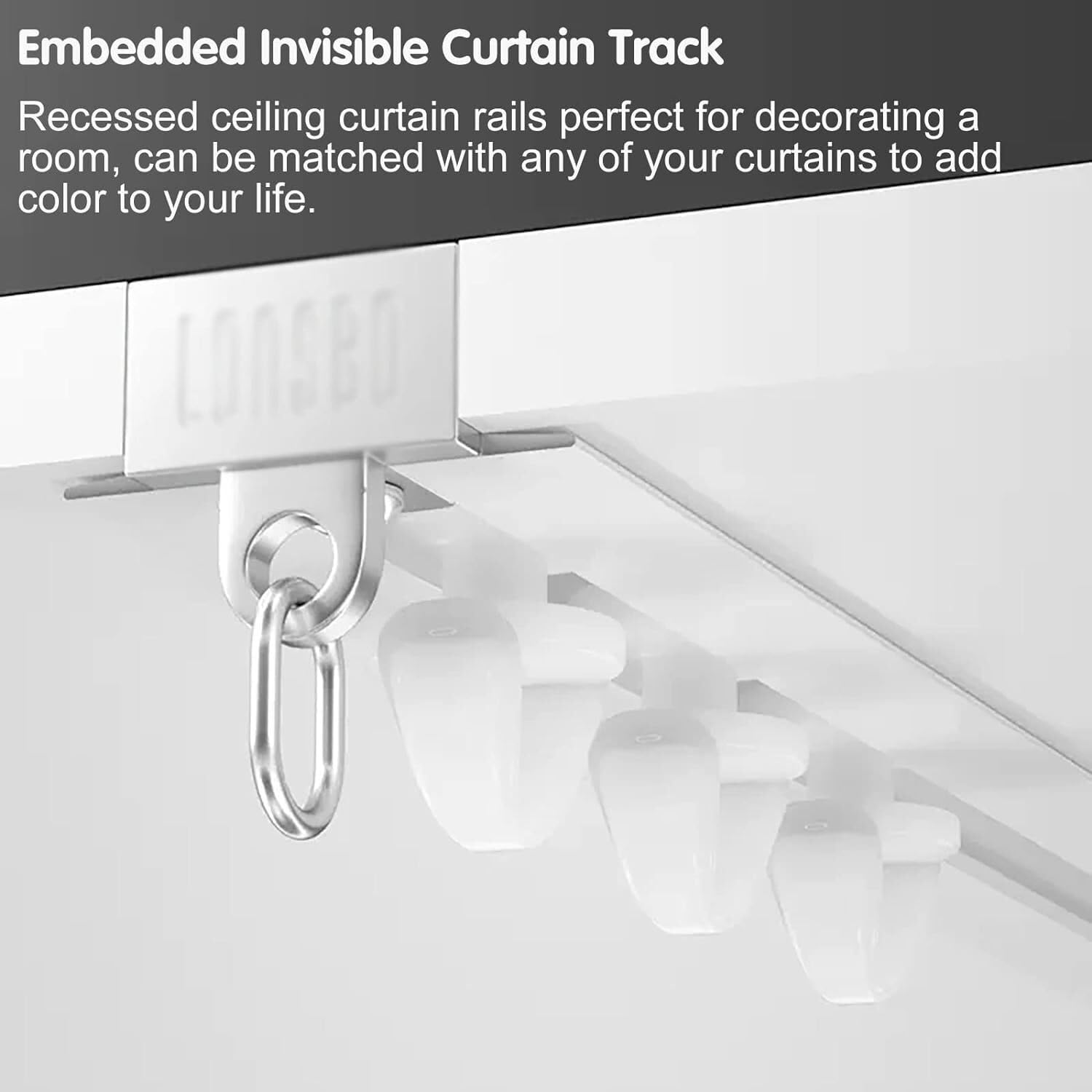 Diviseur de pièce de Voie de Rideau Invisible intégré, Rail de Rideau de Plafond en Aluminium for Salon/Chambre à Coucher(10m/32.8ft)