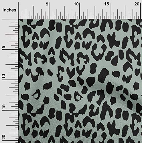 oneOone Cotton Cambric Dusty Green Fabric Leopard Animal Skin Craft Projects Decor Fabric Printed By The Yard 56 Inch Wide