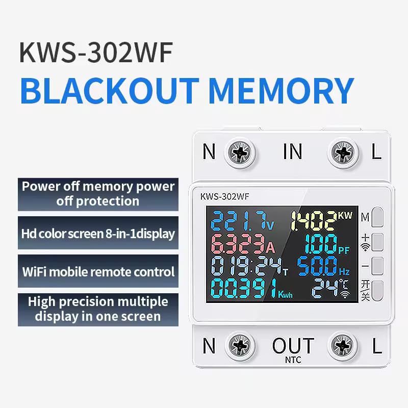 Image of XPR3SS KWS-302WF 8in1 Parameter Display 63A WIFI Smart Switch Circuit Breaker Energy Meter KWh Power Metering Timer Relay Remote Control Over Voltage Under Voltage Over Current Surge Protector