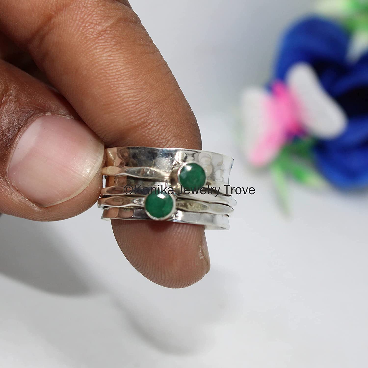 Customize your ring with any gemstone/birthstone,Red Onyx and Citrine Thumb 925 Sterling Silver Ring for Women, Size 10