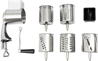 Macinasci manuale con 5 foglie di tamburo rimovibili, macina mandorle, grattugia noci, mais, spezie, formaggio, cetrioli, carote