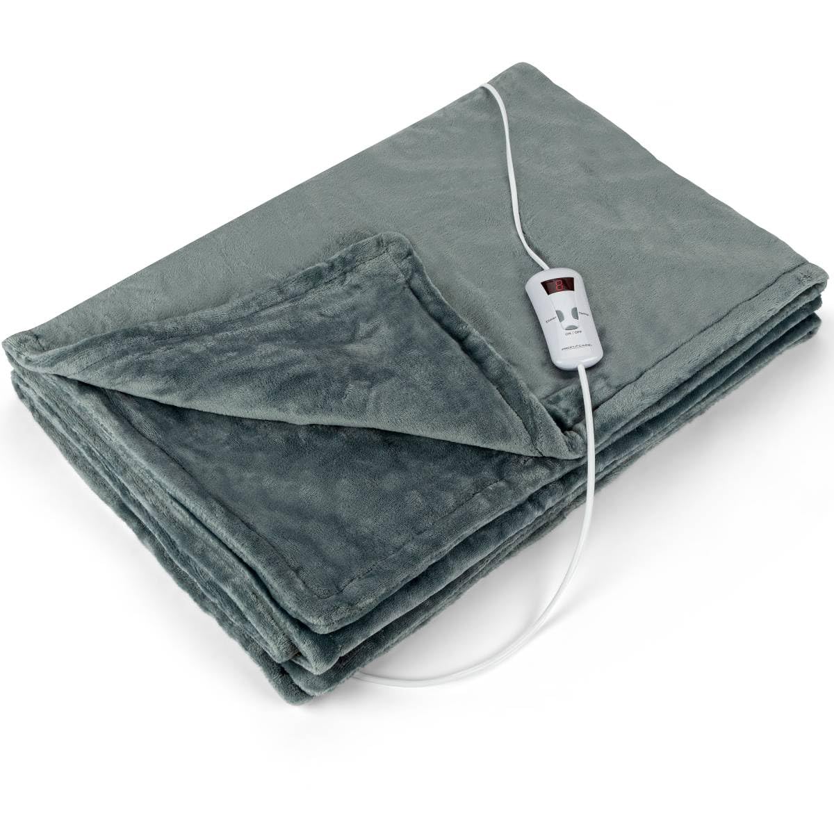 ProfiCare PC-​WZD 3061 Couverture chauffante pour Une Chaleur Longue durée et Uniforme (Souple, Moelleux et agréable pour la Peau 130 x 175 cm, Partie de Commande avec écran LED Amovible Gris 330610