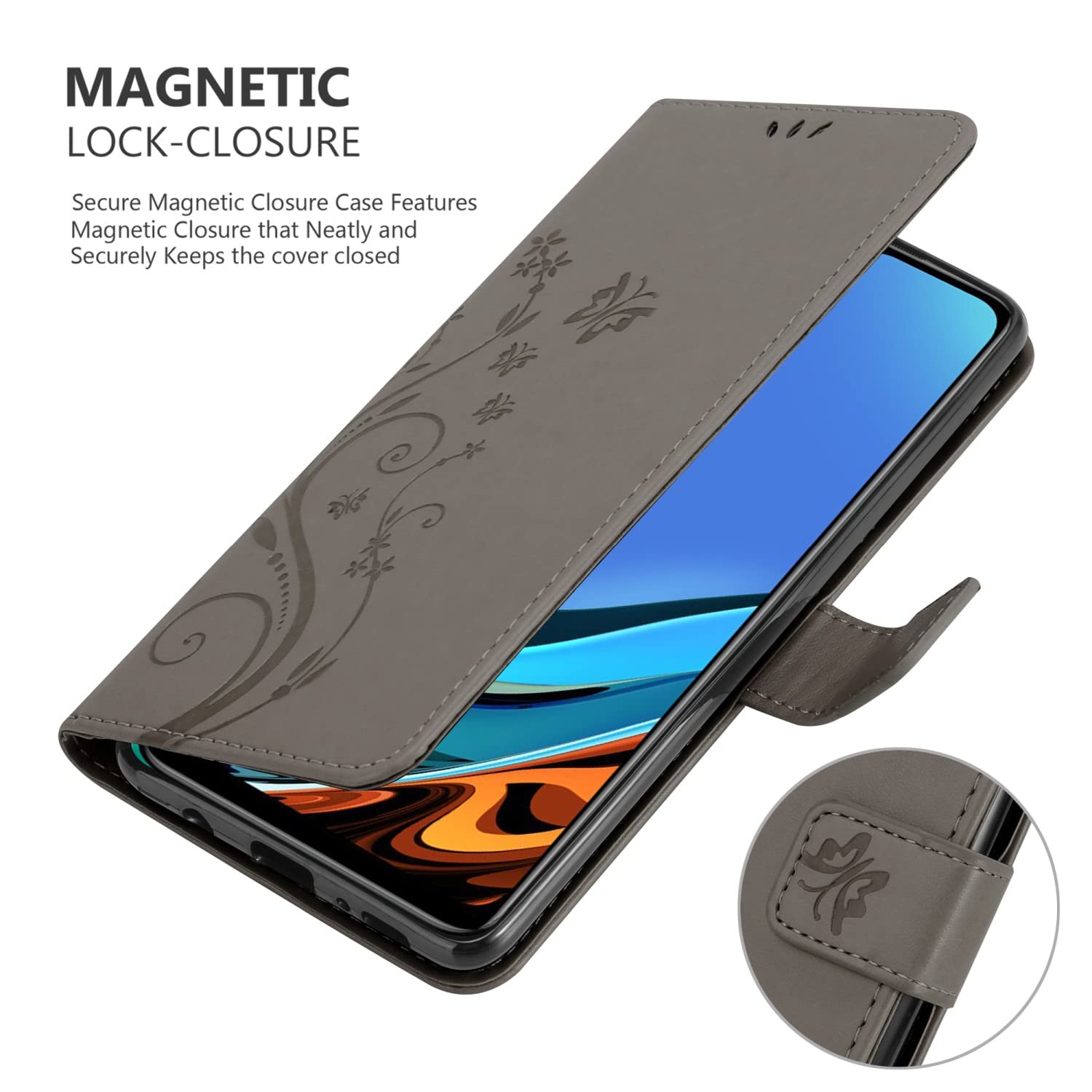 Cadorabo Custodia A Libro Portafoglio Per Xiaomi RedMi 9T / POCO M3 – Grigio/Nero Con Slot Carte - 2