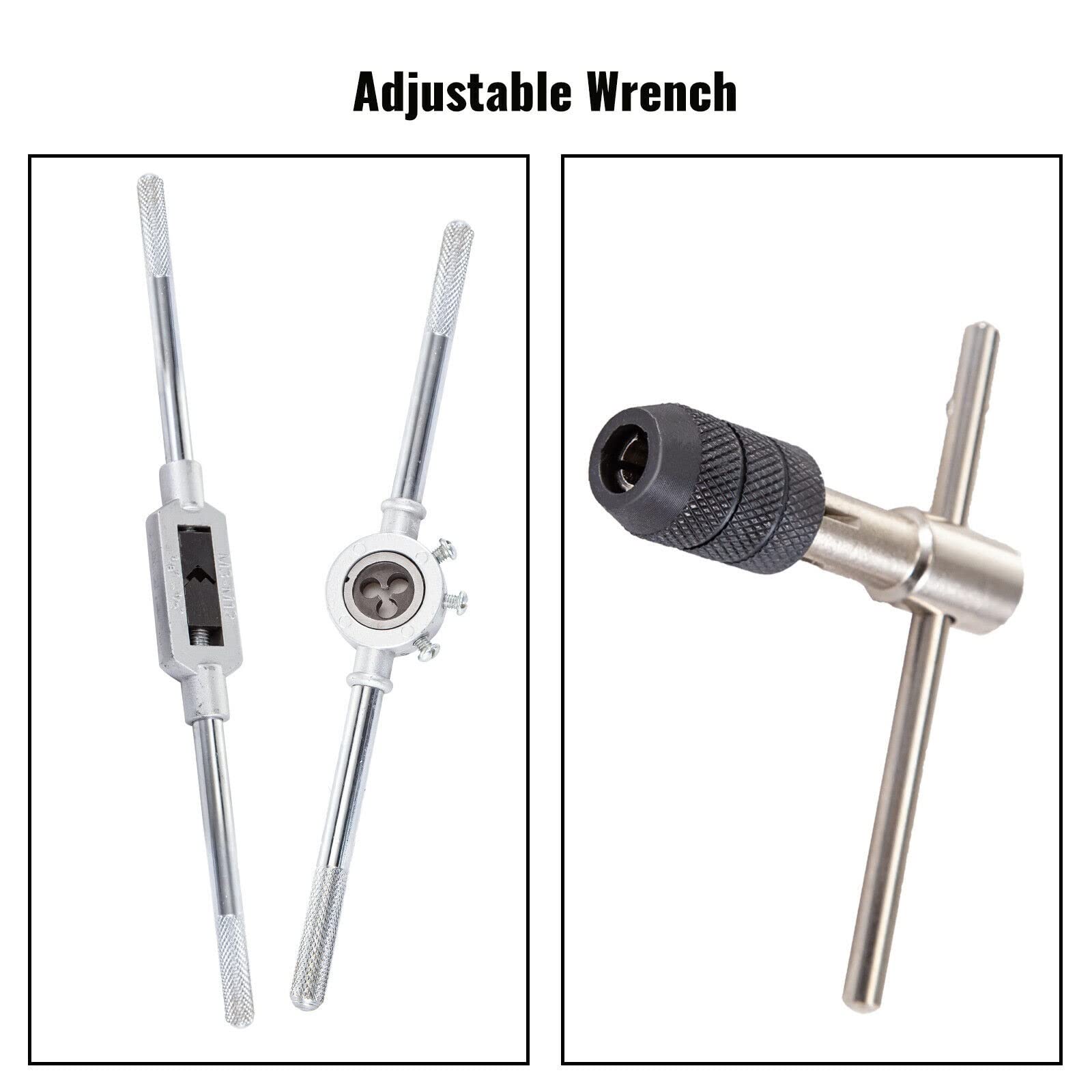 Juego de grifos y troqueles de 60 uds., herramienta de roscado manual de acero al carbono con llave de destornillador de calibre de paso de tornillo for módulo metalúrgico Para bricolaje