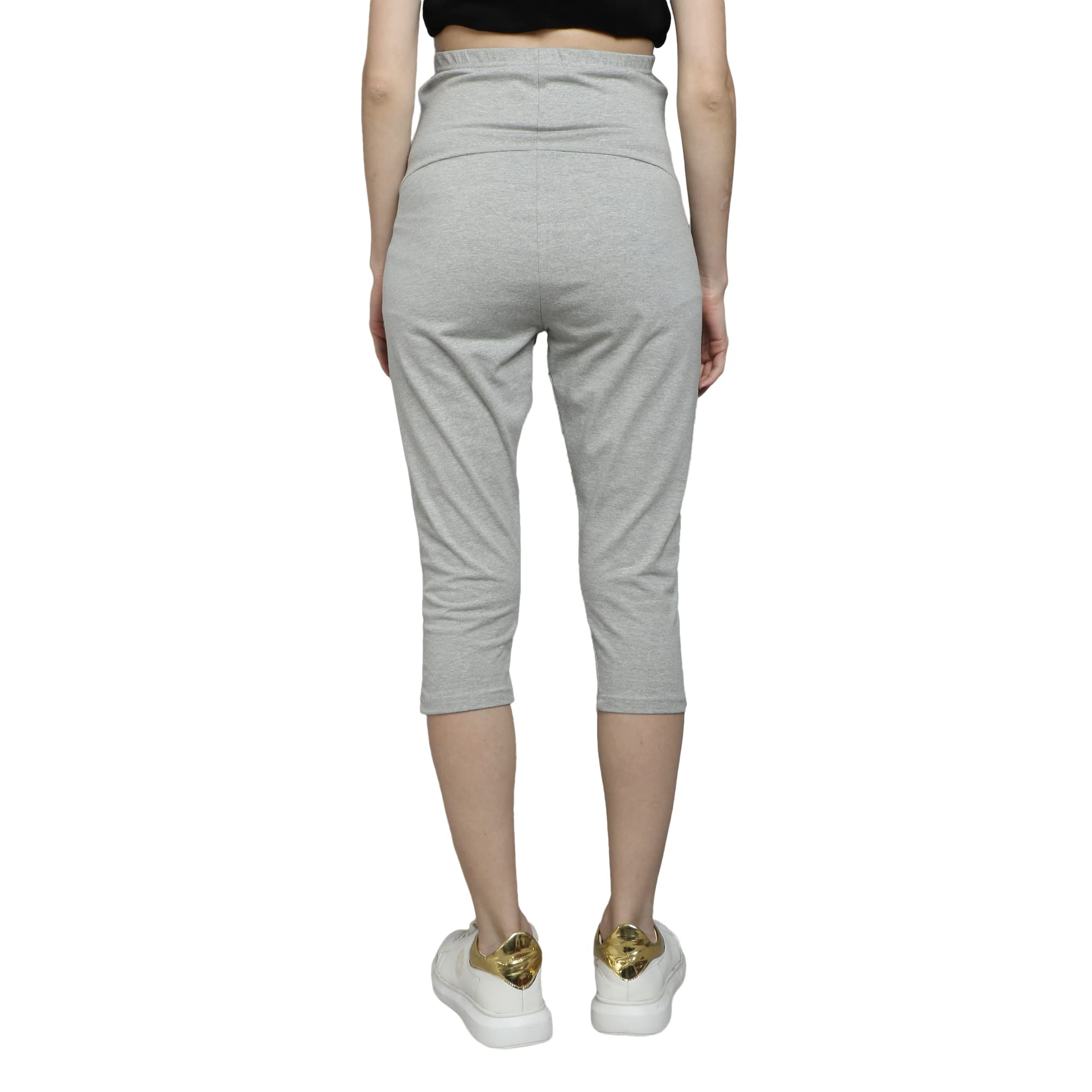 Sillyboom Women's Comfort Fit Maternity Yoga Pants Capris for Women Pregnancy Pants Over-Belly Design and Elastic Waistband for All Moms to Be (Grey, 2XL) - Image 6 thumbnail