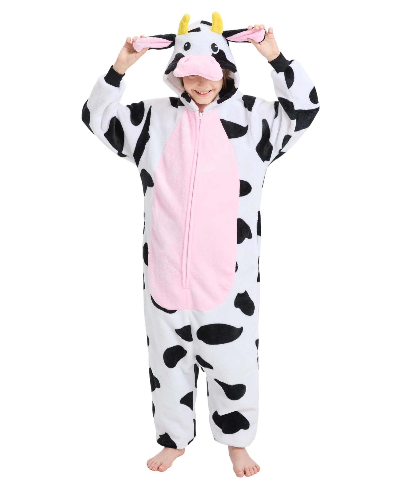 Solvienne Kids Onesie Halloween Costume, Pajamas for Boys and Girls | Zip up plush one piece children's animal outfit with pockets, perfect for Halloween trick or treating, parties, or lounging.