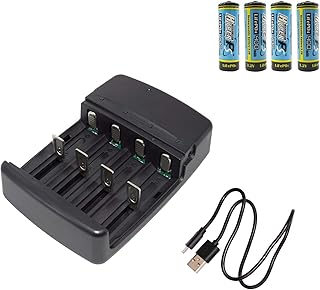 USB Universal Smart Battery Charger for 3.2V LiFePO4 Batteries with 4 Pieces 3.2V LiFePo4 14430 4/5 AA (14 x 43mm) 400mAh Rechargeable Battery