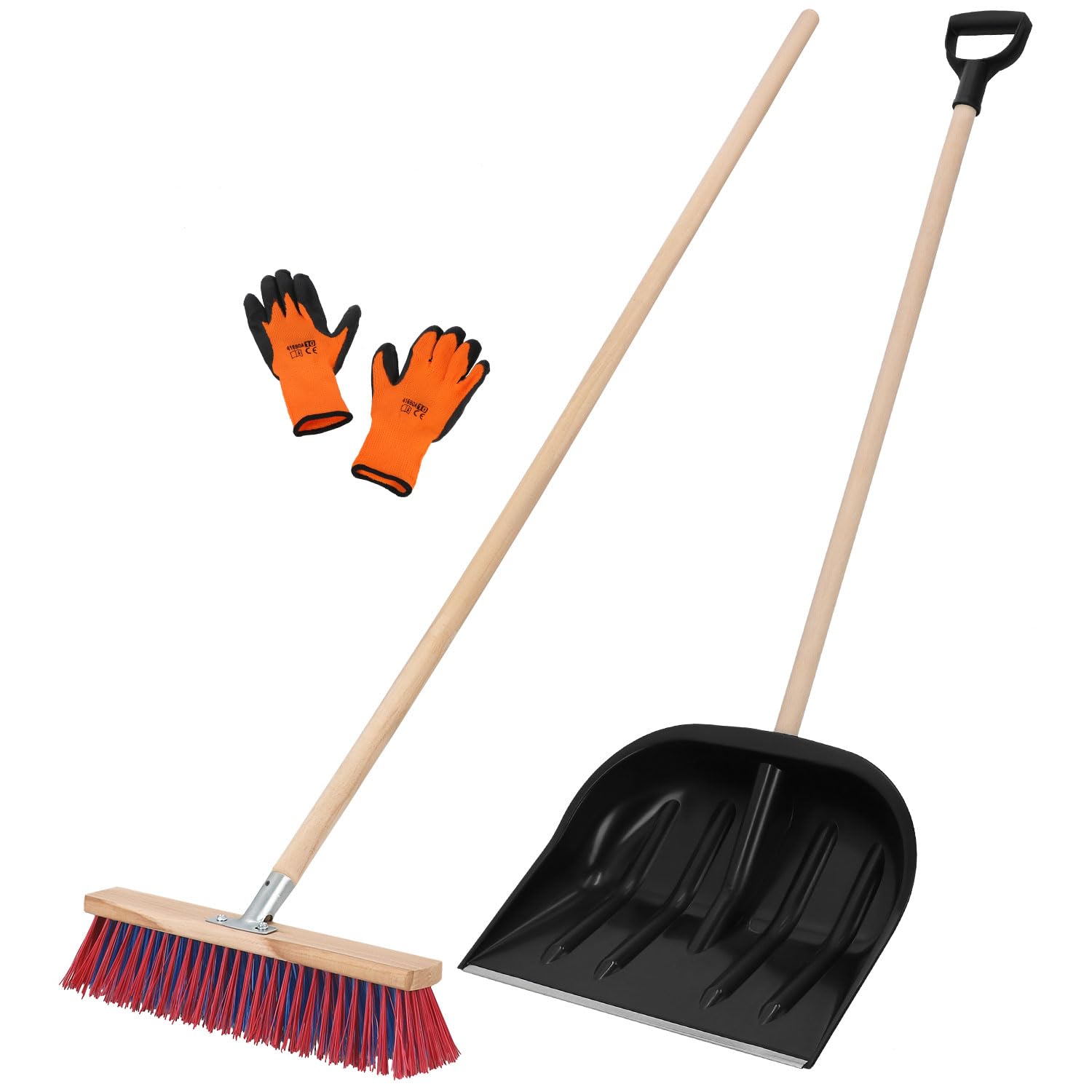 KOTARBAU® Juego de pala de nieve con mango de madera, 137 cm, con mango de 43 cm, raspador de hielo de 119 x 20 cm + guantes, pala de nieve, pala de nieve, mango de madera para quitar la nieve — view 11