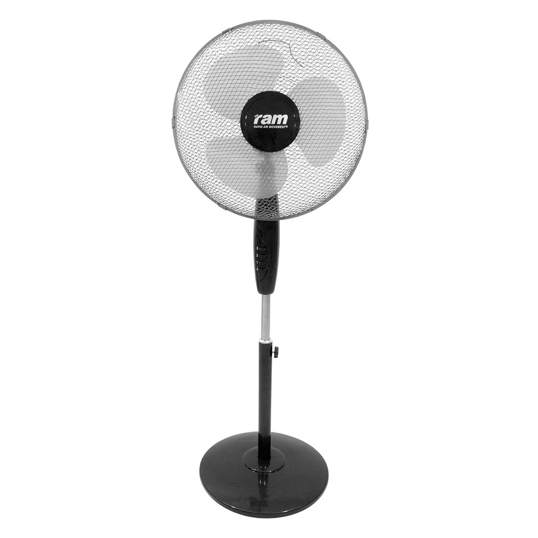 RAM 08-355-325 Oscillating Floor Fan 400 mm Solid Base 16 Inch 3-Speed 100 x 100 x 3.83 cm White