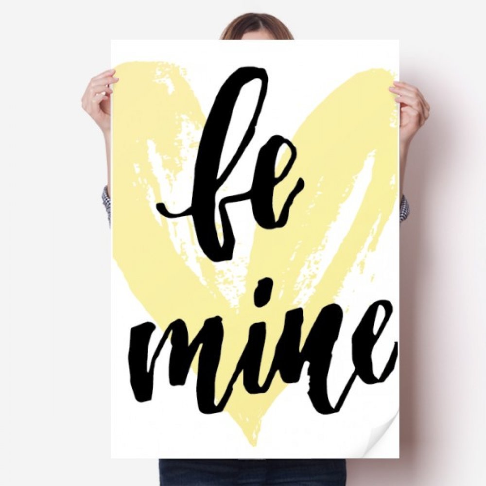 Autocollant citation Soyez le mien jaune d'amour pour déco murale DIYthinker 80x55 cm