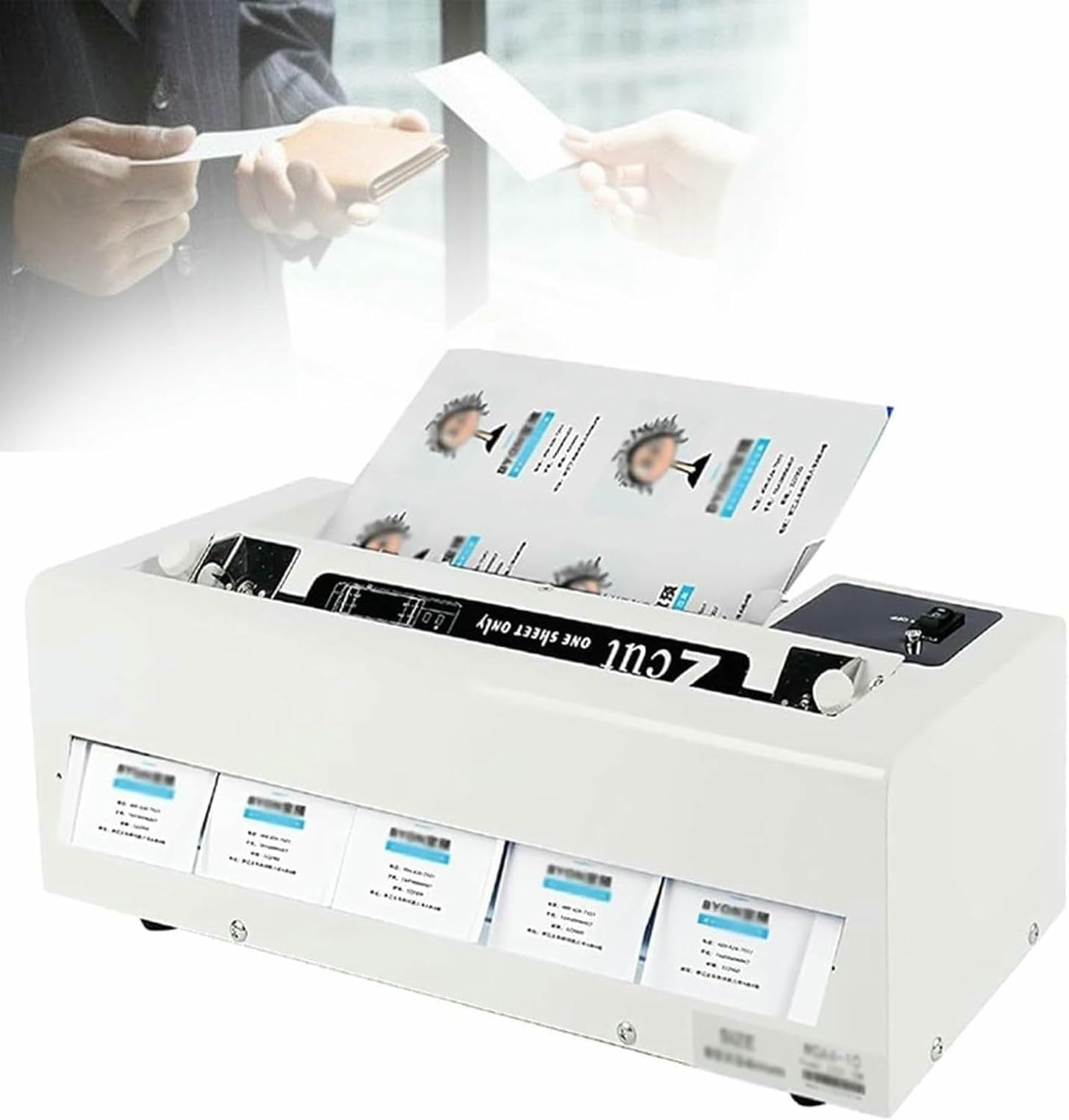 Automatische Visitenkartenschneidemaschine, Papierschneidemaschine, Geschwindigkeit 30 Stück/min, Schnittstärke 100–350 g, für Mitgliedskarten und Einladungen