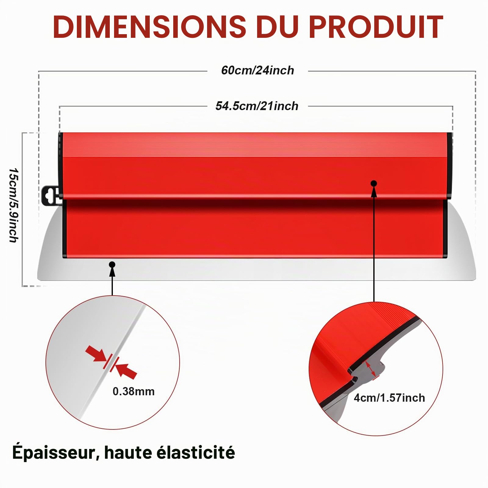 DEKEones Lame d'écrémage de 60 cm, spatule de lissage en acier inoxydable pour cloison sèche pour grande zone de travail, décoration murale, outil de construction