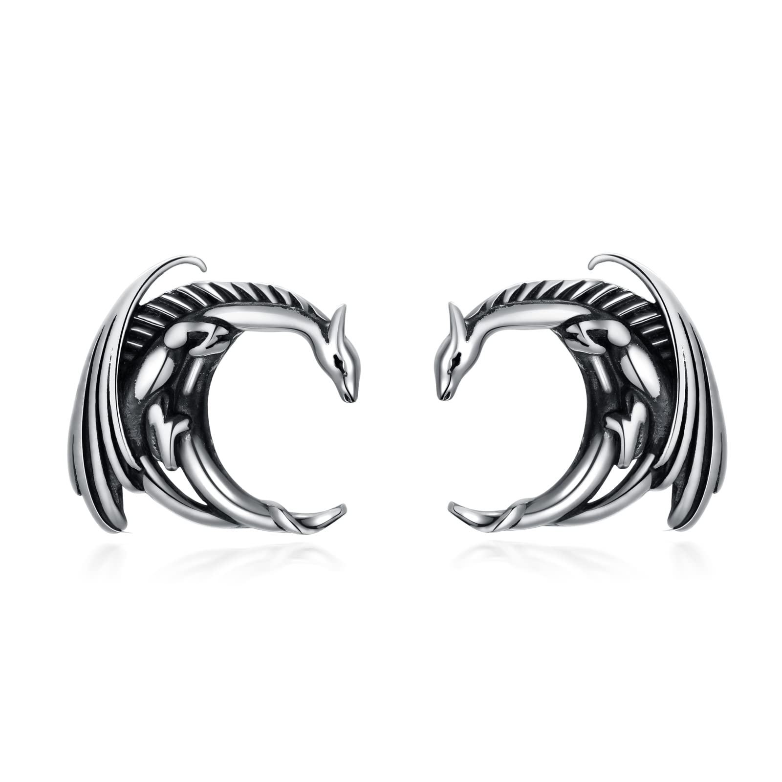 Drachen Ohrstecker 925 Sterling Silber Unisex-Ohrringe für Frauen und Männer