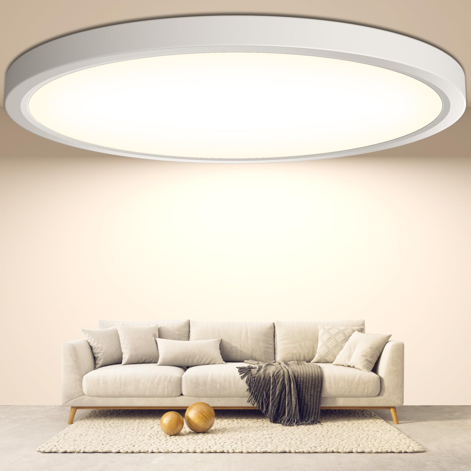 DetarZinLED Ø30cm und 2,5cm Flach Deckenleuchte LED Deckenlampe,IP44 Wasserfest Badlampe Rund 24W 4000K 2640LM Modern Schlicht Lampe Dünn für Wohnzimmer Badezimmer Schlafzimmer Küche Balkon Keller