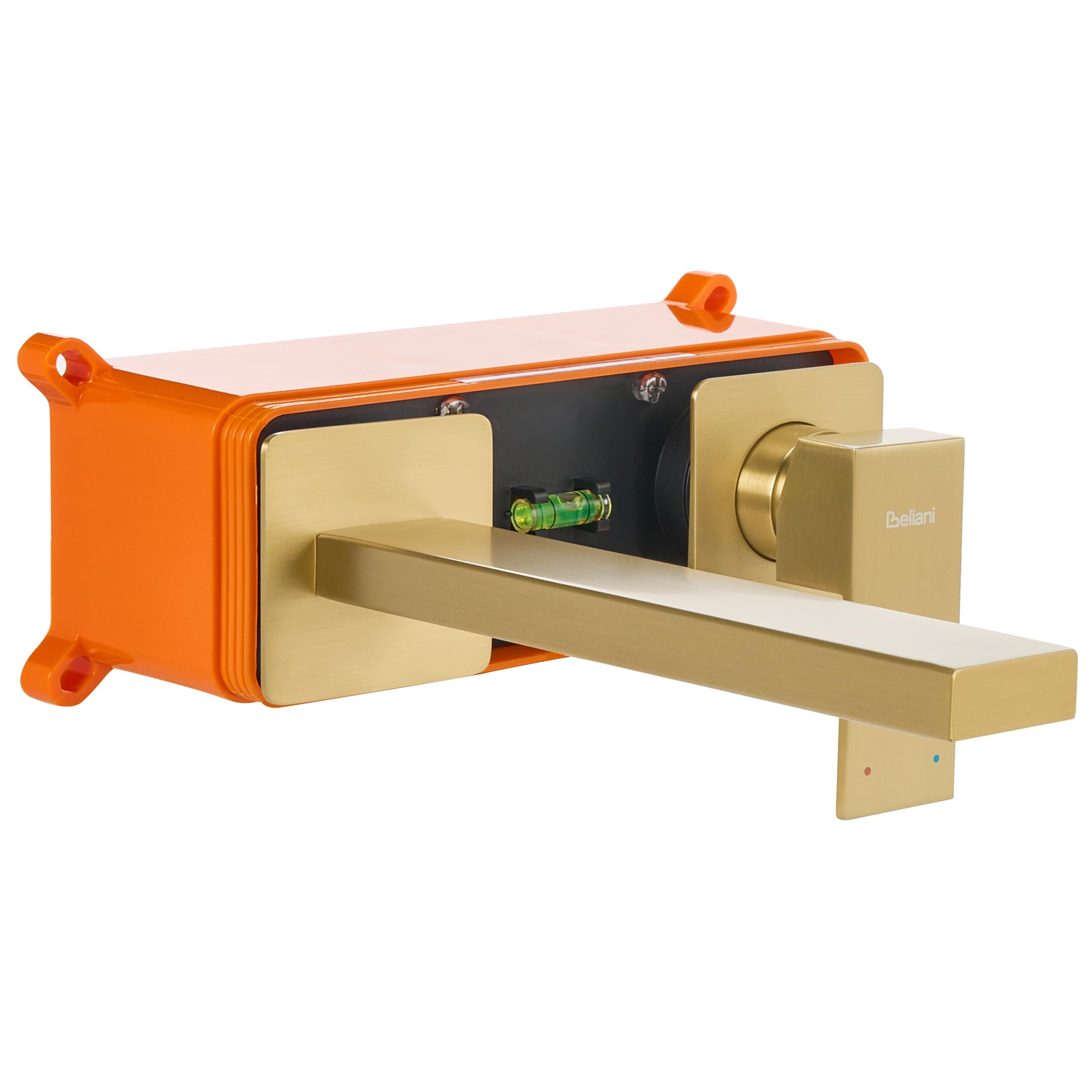 Grifo monomando de latón empotrado para lavabo en pared dorado Antofagasta