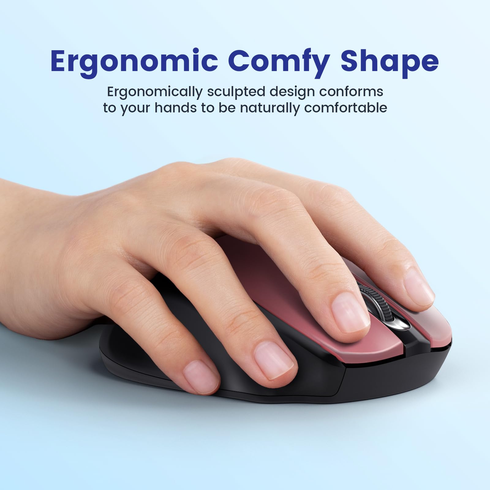 HOTWEEMS Mouse senza fili ergonomico per laptop, mouse senza fili USB 2.4G - Rosso | Mouse portatile D-09 a 5 livelli, 2400 DPI, 6 pulsanti, batteria da 16 mesi, per PC, Mac, Chromebook HOTWEEMS