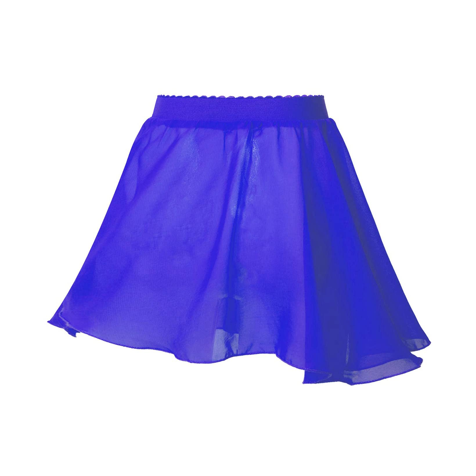 JanJean Kids Girls Ballet Dance Chiffon Wrap Skirt Elastic Waist Ballerina Flared Casual Mini Skater Skirt Dancewear Royal Blue 11-12 Years