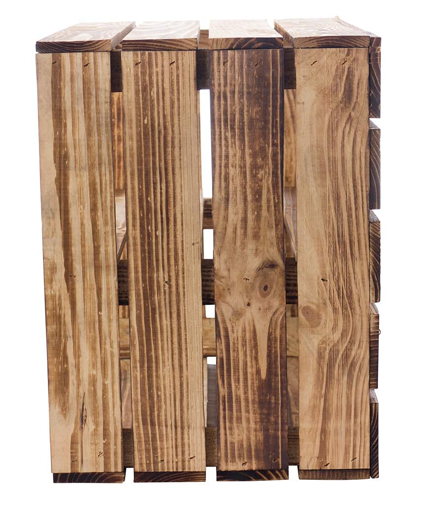 Vintage-Möbel24 3er Set Obstkisten mit Zwischenbrett – geflammt – Holzkisten als Schuhregal 50x30x40cm