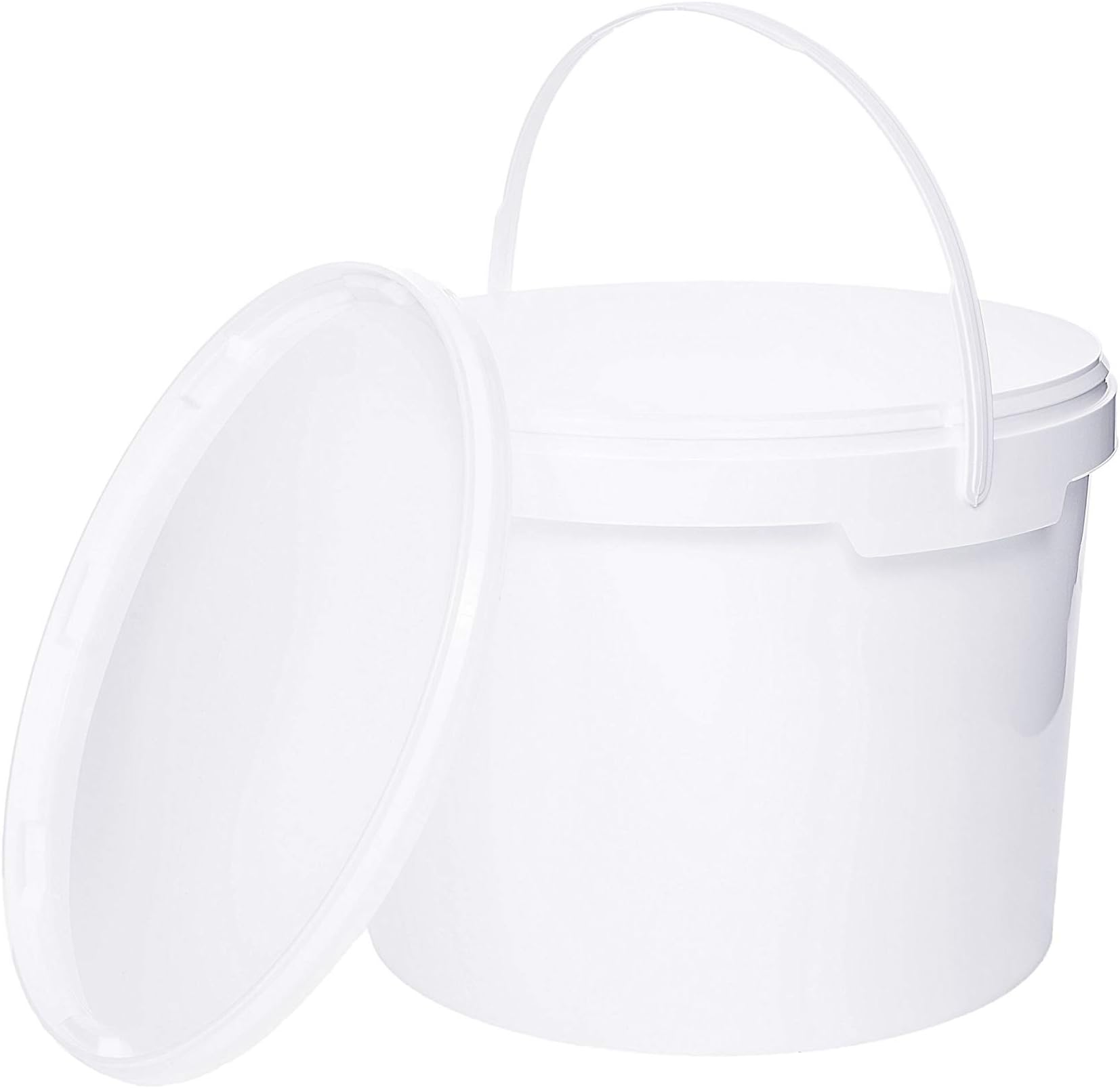 10 Litre Bucket with Lid, White, Stackable, Approved for Storing Food, Pack of 10