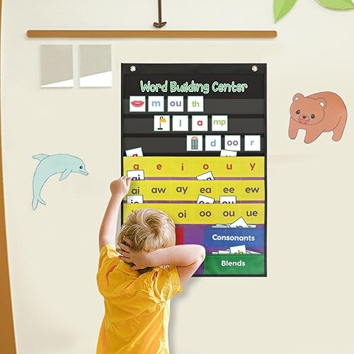 Miniatura 3 de Boczif Tabla de bolsillo para centro de construcción de palabras para recursos educativos de aprendizaje preescolar, sílaba, tabla de bolsillo de