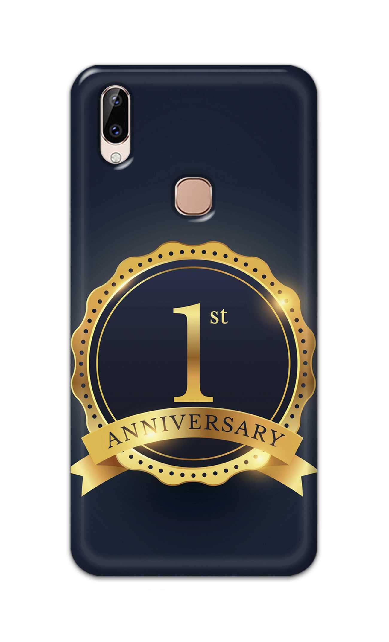 PRINTFIDAA 1St Anniversary Celebration Badge Label Royal Background Printed Designer Hard Case for Vivo Y83 Pro Back Cover