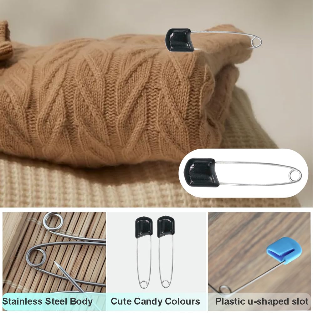 Lot de 50 épingles à couches, de 5,5 cm, à nourrice, en plastique, avec fermeture de verrouillage, noires