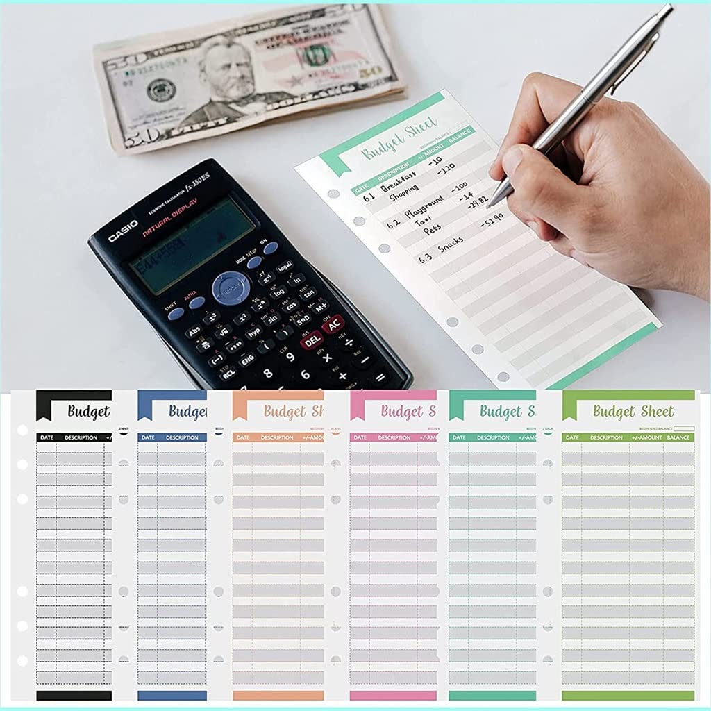 JFDBGU A6 PVC. Sequins Notebook Binder Organizer finanziario/Buste in Contanti/Finanza mensile Journal/Tracker di spese, Libro contabile Personale